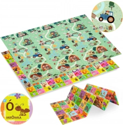 Tapis en mousse pliable double face HUMBI 180 × 200 cm – alphabet et ferme