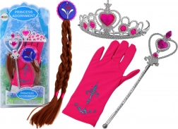 Set d’accessoires pour petites princesses Baguette Gants Couronne Tresses