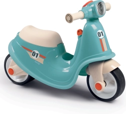 Porteur scooter rétro bleu Smoby pour enfant avec roues silencieuses