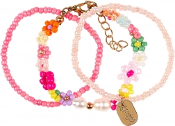 Bracelets motif floral rose - lot de 3