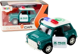 Voiture de police classique 1:38 avec propulsion, lumières et sons verte