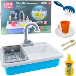 Évier électrique pour enfants avec circulation d’eau et accessoires à changement de couleur – 12 pièces