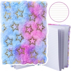 Carnet peluche motif étoiles dorées en couleurs pastel A5