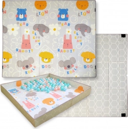 Tapis de jeu en mousse pliable réversible 2-en-1 HUMBI 200 × 180 cm avec bords à scratch