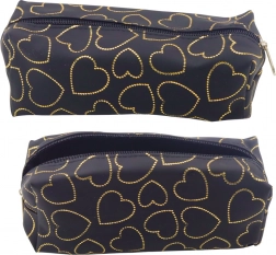 Trousse noire avec cœurs dorés