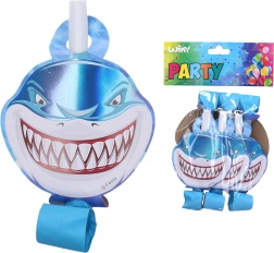 Trompettes de fête avec requin, 6 pcs
