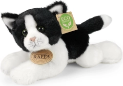 Chat en peluche blanc‑noir couché 16 cm RAPPA éco-responsable