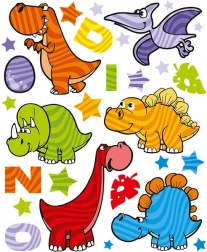 Autocollants multicolores avec dinosaures
