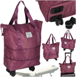 Sac de voyage pliant à roulettes violet