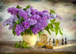 Puzzle Lilas et échecs 1000 pièces