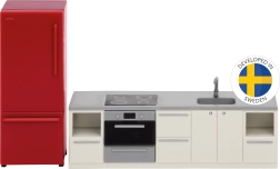 Ensemble de cuisine de base pour maison de poupées avec réfrigérateur Lundby