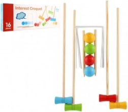 Croquet en bois coloré pour enfants en boîte