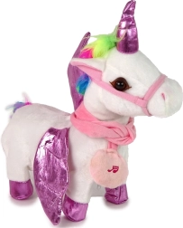 Licorne en peluche interactive avec ailes roses
