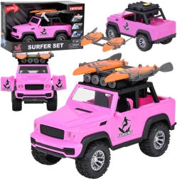 Voiture tout-terrain rose avec surfs et effets sonores pour enfants