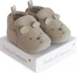 Chaussons bébé fourrés 0–6 mois, gris – DOUDOU