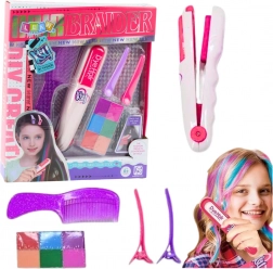 Coffret pour enfants de coloration des cheveux avec mini lisseur et craies colorées