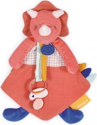 Set cadeau doudou - jouet avec attache-tétine dinosaure rose