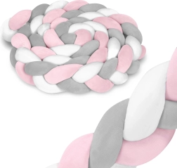 Tour de lit tressé Ricokids rose et gris, 3 m