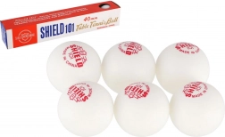 balles de tennis de table SHIELD blanches sans couture 40 mm, 6 pcs en boîte