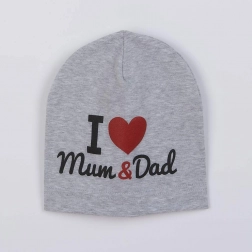 Bonnet pour enfant NEW BABY I Love Mum and Dad gris