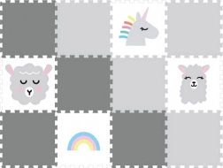 Tapis puzzle en mousse pour chambre d’enfant Licorne grise, 12 pièces