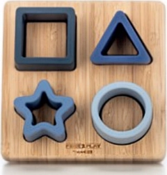 Puzzle d’insertion en bois et silicone, bleu