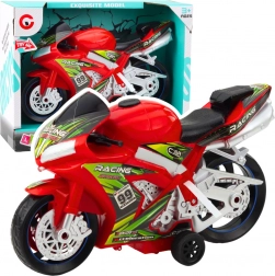 Moto de course jouet avec effets de lumière et de son rouge