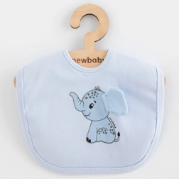 bavoir en coton pour enfant New Baby Happy Elephant, bleu