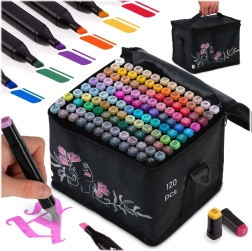 Feutres alcool à double pointe avec étui 120 pcs NUKIDO