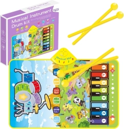 tapis interactif musical 2-en-1 piano et batterie WOOPIE pour enfants