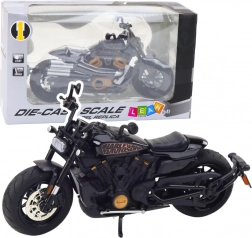 modèle en métal chopper 1:12, noir avec éléments dorés avec lumières et sons
