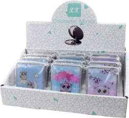 Miroir de poche avec motif de petites chouettes et paillettes à coulisse