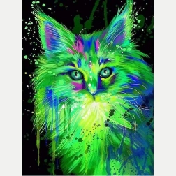 Peinture diamant fluorescente chat 30x40 cm