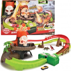 Dickie Toys Circuit de course Volcan Crâne avec lumières et sons + voiture métallique 1:64