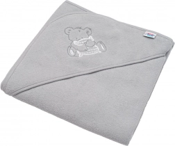 Serviette bébé en éponge avec capuche et broderie 80 × 80 cm gris