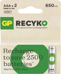 Piles rechargeables AAA Ni-MH 650 mAh - GP ReCyko