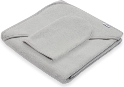 Serviette de bain enfant en éponge avec capuche New Baby Basic 80 × 80 cm grise