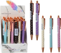 Stylo à bille métallique à effet écailles – encre bleue 1,0 mm, mécanisme à clic