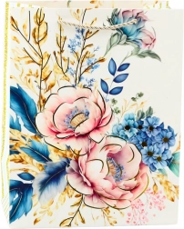 Sac cadeau avec des fleurs et des éléments dorés