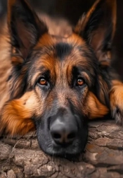 Peinture diamant chien berger allemand au repos 30 × 40 cm