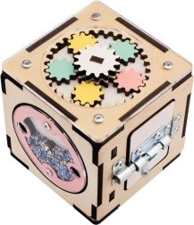 Cube interactif en bois BUSYKIDS 11 cm