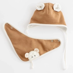 Bonnet de printemps pour bébé avec foulard New Baby Sebastian brun 86 (12–18 mois)