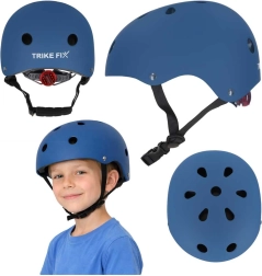 Casque cycliste enfant TRIKE FIX avec LED, taille S 48–54 cm, bleu foncé