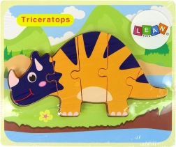 Puzzle en bois dinosaures – tricératops ou ankylosaure, orange