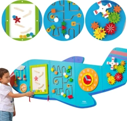 Tableau sensoriel mural en bois Avion VIGA Montessori
