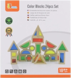 Cubes colorés en bois - 24 pièces