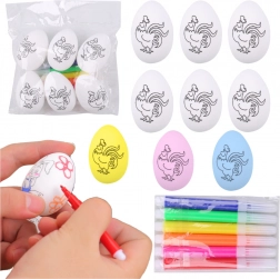 Œufs de Pâques en polystyrène à décorer avec feutres, coq – 6 pcs
