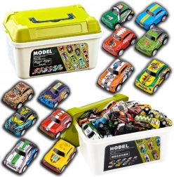 Set de petites voitures en métal dans une valisette, collection colorée de 30 pièces