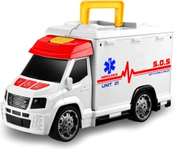 Ambulance avec effets et garage d’hôpital dépliable 33,5 cm