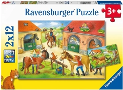 Ravensburger puzzle Vacances à la ferme avec des chevaux 2×12 pièces